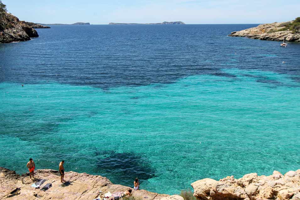 diving from the rocks of Cala-Salada