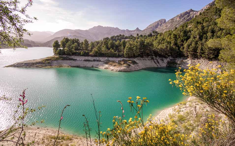 Guadalest Reservoir in valley