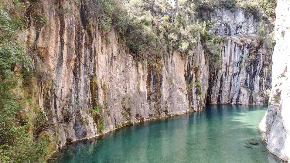 rocks of canyon in river